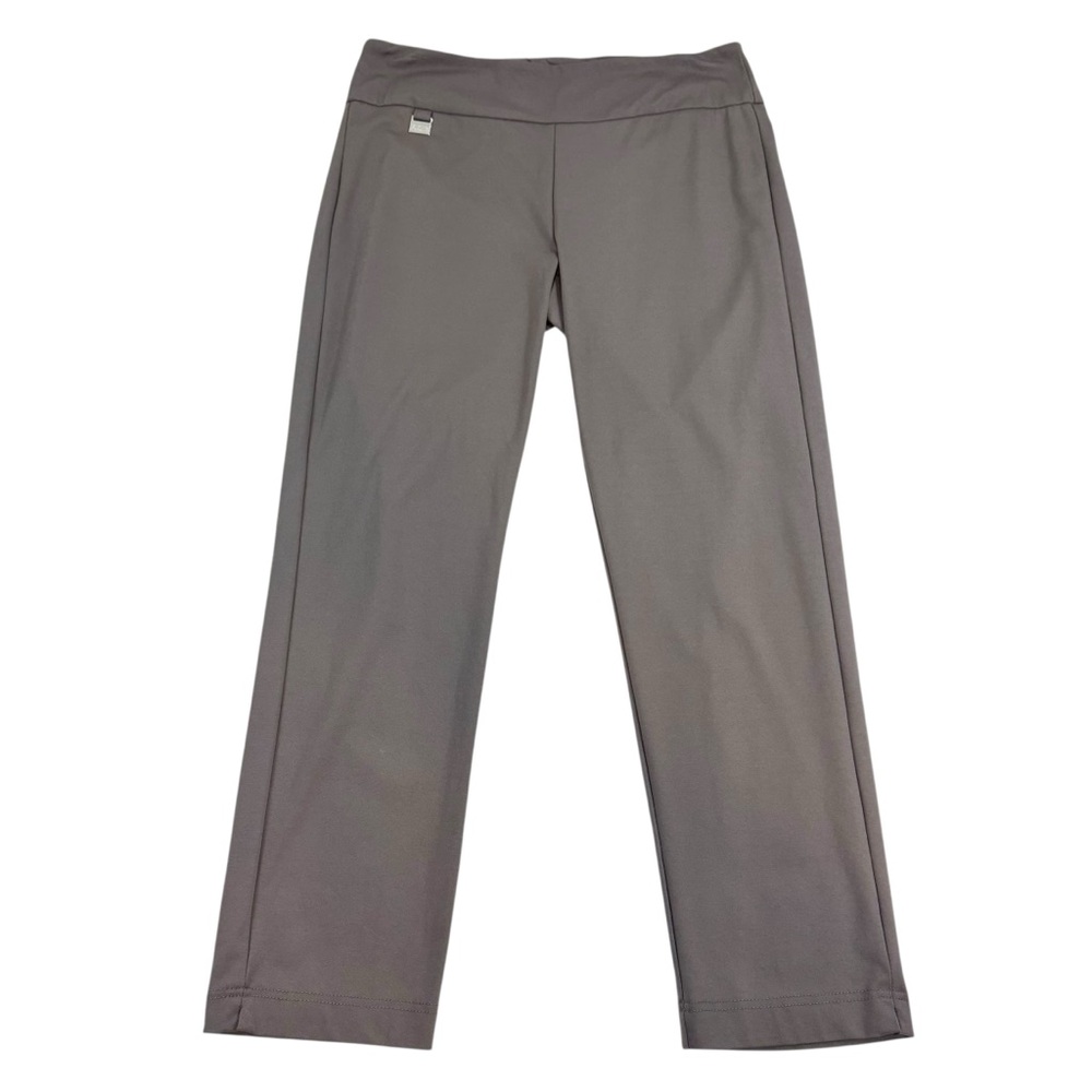 Lulu B Pull On Ankle Pant Womans 14 Flat Front Mid Rise Shaping Panel Brown/Gray